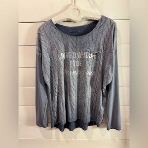 ANGELA MARA – Graphic knit-effect top – Size XL